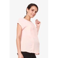 Woven Short Sleeve Clarisa Back Bow Nursing Top Dusty Pink