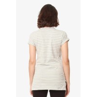 Cap Sleeves Calla V Neck Grey Stripes Nursing Top