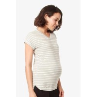 Cap Sleeves Calla V Neck Grey Stripes Nursing Top