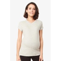 Cap Sleeves Calla V Neck Grey Stripes Nursing Top
