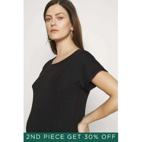 Dervla Bamboo Cotton Short Sleeve Nursing Top Black