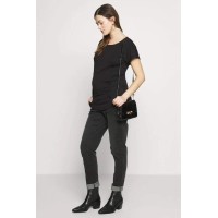 Dervla Bamboo Cotton Short Sleeve Nursing Top Black