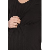 Long Sleeved Venus Pleats Row Nursing Top Black