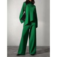 Evelyn Asymmetrical Hem Knit Top and Pants Set