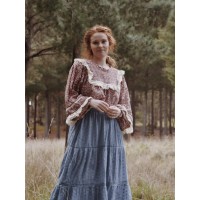KATERINA SKIRT DUSTY BLUE COTTON LACE