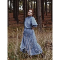 KATERINA SKIRT DUSTY BLUE COTTON LACE