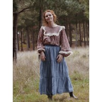 KATERINA SKIRT DUSTY BLUE COTTON LACE
