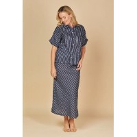 Katie Linen Bias Cut Linen Skirt in Boathouse