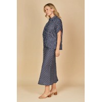 Katie Linen Bias Cut Linen Skirt in Boathouse
