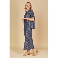 Katie Linen Bias Cut Linen Skirt in Boathouse