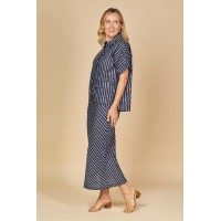 Katie Linen Bias Cut Linen Skirt in Boathouse
