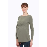 Darby Bamboo Cotton Long Sleeve Nursing Top Olive Green