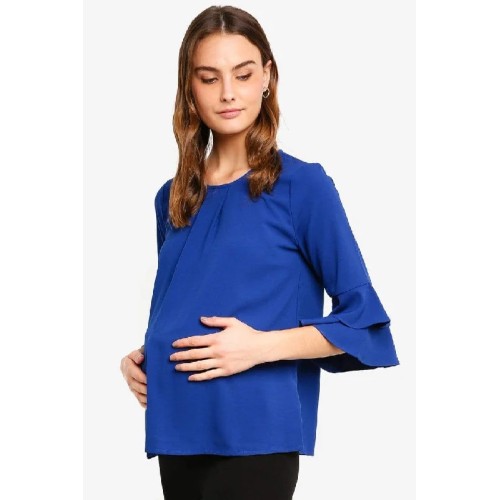 Long Flounce Sleeves Coreene Nursing Top Peacock