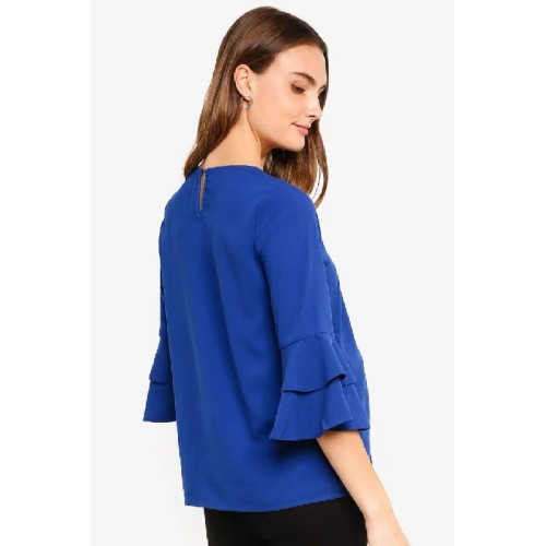 Long Flounce Sleeves Coreene Nursing Top Peacock