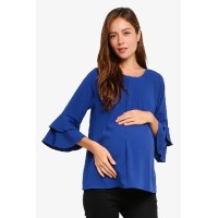 Long Flounce Sleeves Coreene Nursing Top Peacock