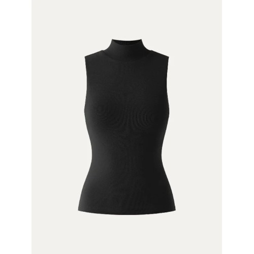 Thermal Mock Neck Open-Back Bra Top