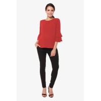 Long Flounce Sleeves Coreene Nursing Top Crimson Red