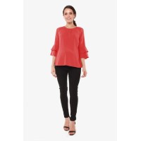 Long Flounce Sleeves Coreene Nursing Top Crimson Red