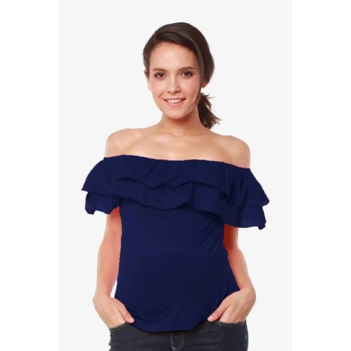 Off Shoulder Cacey Nursing Top Navy