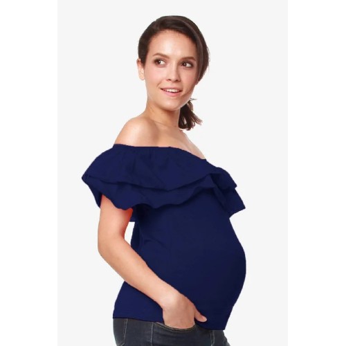 Off Shoulder Cacey Nursing Top Navy