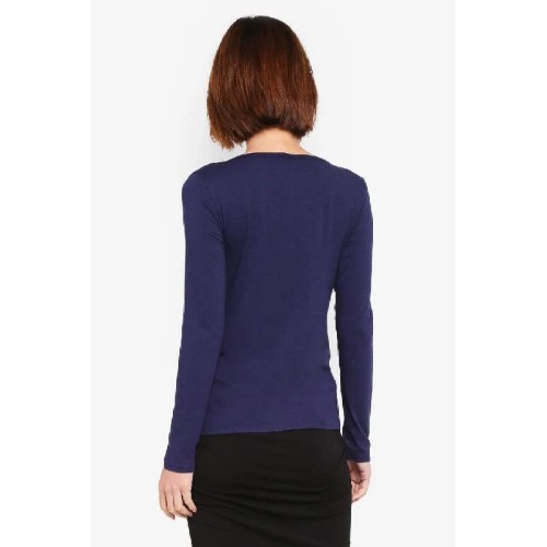 Belva Long Sleeved Round Neck Tee Navy