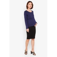 Belva Long Sleeved Round Neck Tee Navy