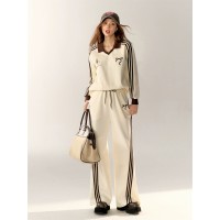Bow Embroidered Sweatshirt & Sweatpants Set