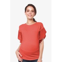 Flutter Sleeves Caela Nursing Top Dark Coral