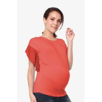 Flutter Sleeves Caela Nursing Top Dark Coral