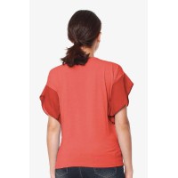 Flutter Sleeves Caela Nursing Top Dark Coral