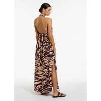 Fine Lines Halter Dress  - Port