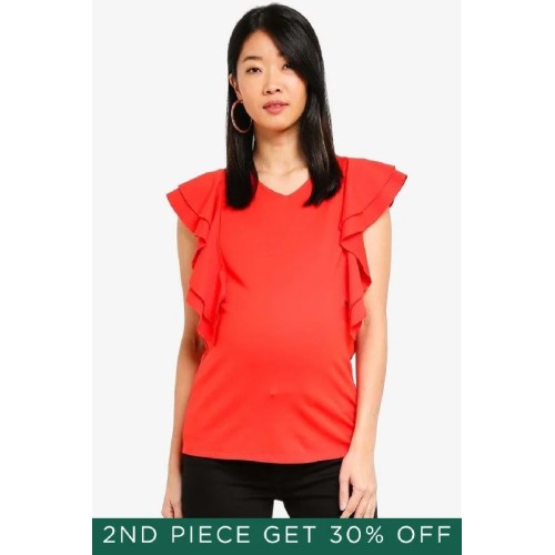 Ruffles Sleeves Crissy Coral Nursing Top
