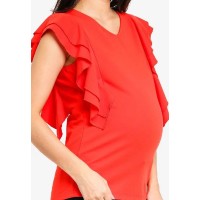Ruffles Sleeves Crissy Coral Nursing Top