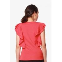 Ruffles Sleeves Crissy Coral Nursing Top