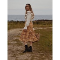 SECOND - POSEY RUFFLE SKIRT GOLD ROSE FLORAL
