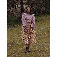SECOND - POSEY RUFFLE SKIRT GOLD ROSE FLORAL