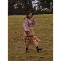 SECOND - POSEY RUFFLE SKIRT GOLD ROSE FLORAL