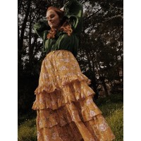 SECOND - POSEY RUFFLE SKIRT GOLD ROSE FLORAL