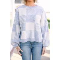 In This Moment Blue Colorblock Sweater