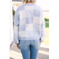 In This Moment Blue Colorblock Sweater