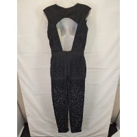 White Suede Cut Out Evening Jumpsuit Size 10